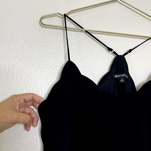 J. Crew Mercantile Top Size 4 Black Scalloped Cami Racerback Career Office Tank - Picture 1 of 11